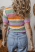'Davina' Striped Button Down Knit Top - Celes Fashion